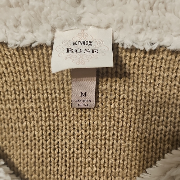 Knox Rose Tan Knit with Cream Shearling Accent - Picture 2 of 5